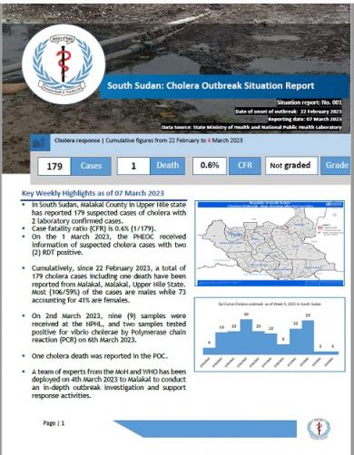 South Sudan: Cholera Outbreak Situation Report_2023 | WHO | Regional ...